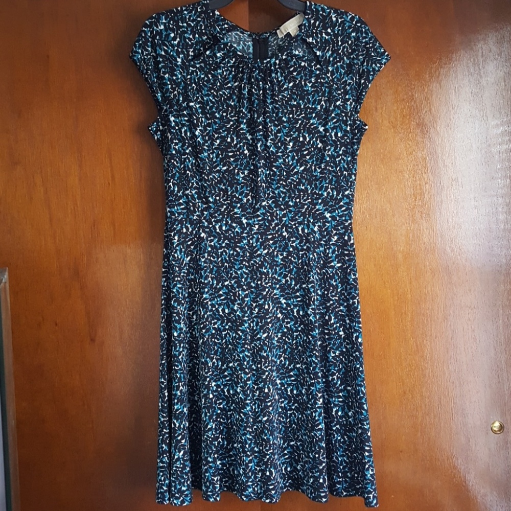 NEW MICHAEL KORS BLACK BLUE PRINT SUMMER DRESS M